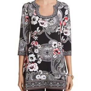 WHBM Horseshoe Neckline Print Tunic Size Small